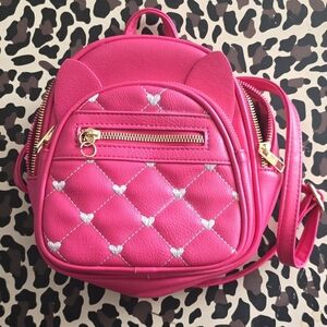 UNDERONESKY Pink Quilted Faux Leather Girls Small Backpack, Adjustable Straps